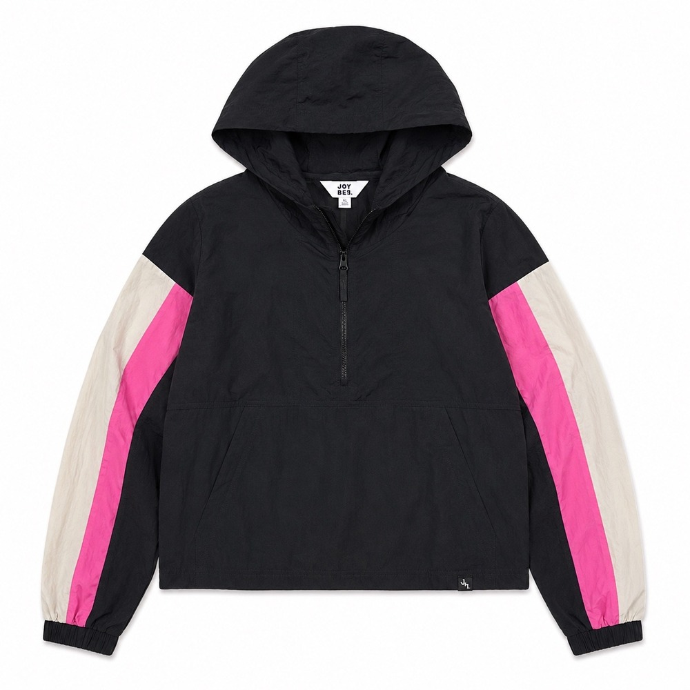 Joy Lab Colorblock Cropped Windbreaker Jacket Black Pink XL Active